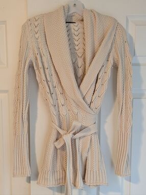 Tahari Knit Wrap Cardigan Sweater, 100% Merino Wool